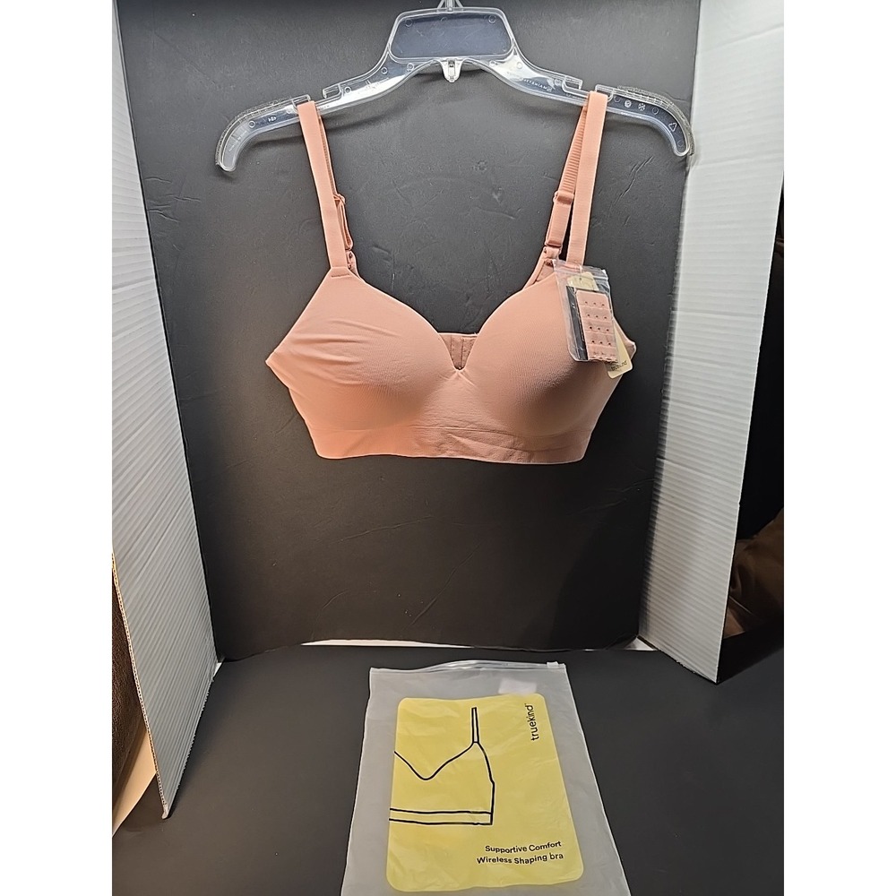 Truekind Supportive Comfort Wireless Shaping Women's Bra Size L Rose Tan NWT